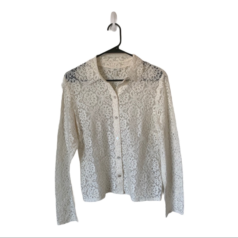 J. Jill Floral Lace Button Up Blouse- Size Sp